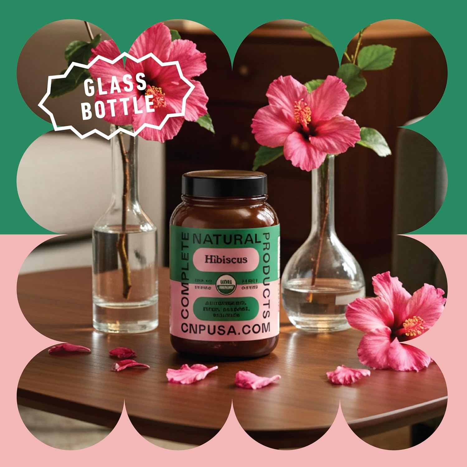 Complete Natural Products Organic Hibiscus Capsules, 550mg, 100ct, Plant-Based, Organic Flower Powder for Antioxidant & Digestive Support, Vegan & Non-GMO - Image 4