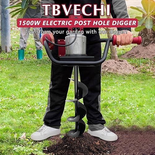 Miniatura 3 de Excavadora de agujeros para postes a gas, 52 CC 2 tiempos con 3 brocas de 4 pulgadas, 6 pulgadas, 8 pulgadas y barra de extensión para valla de