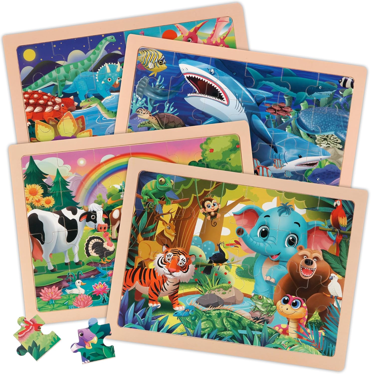 Large Wooden Puzzles for Kids Ages 4-6, 24 Pcs Kids Puzzles in Gift Box(12 * 9 in), Preschool Educational Toys Birthday Gifts Puzzles for 3 4 5 6 7 8 Year Old Boy Girls, Unicorn