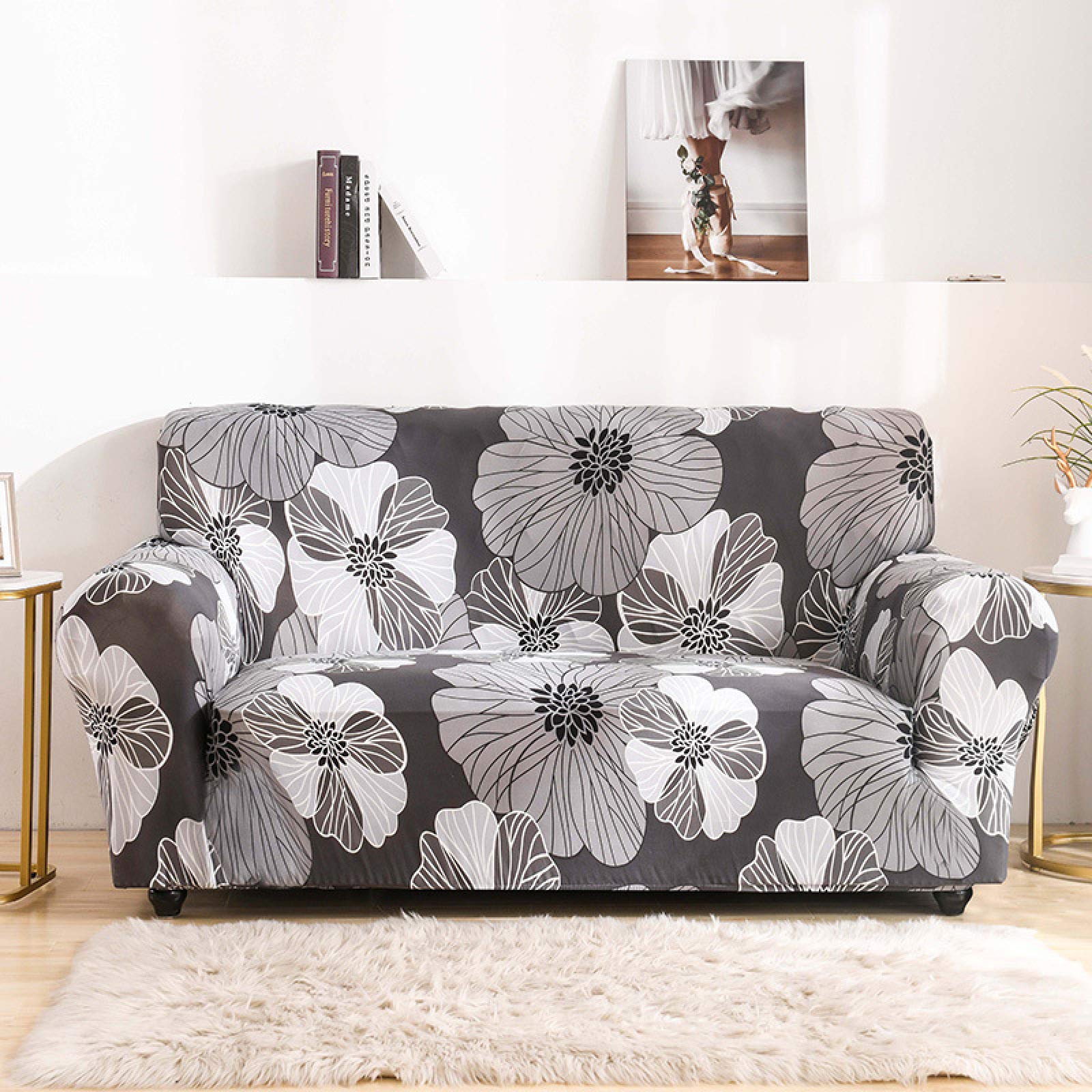 Housse de canapé fleur grise élégante pour sublimer votre salon familial