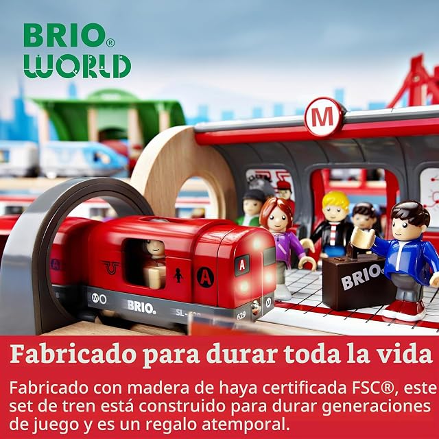 Foto 8 de 8 de BRIO World - Set Metro, Ferrocarriles, Set de Construcción de Madera, Tren Juguete, Juguetes Niños 3 Años…