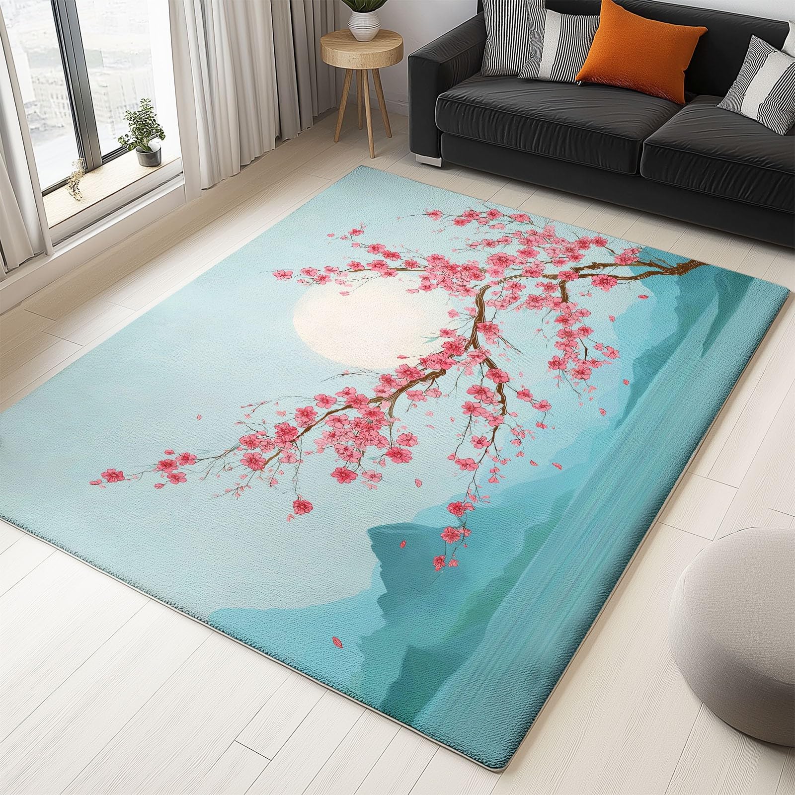 Tapis chambre de garçon et d'adolescent bleu azur au style zen