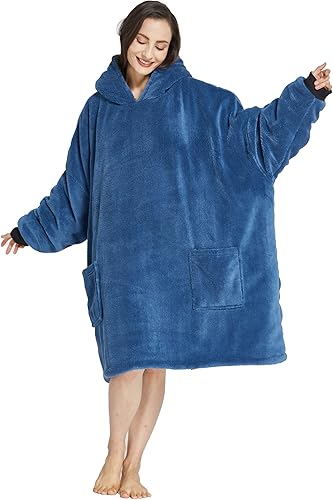 Manta de gran tamaño, manta súper suave y cálida de gran tamaño, manta de franela Sherpa con bolsillo gigante para hombres, mujeres, adolescentes y