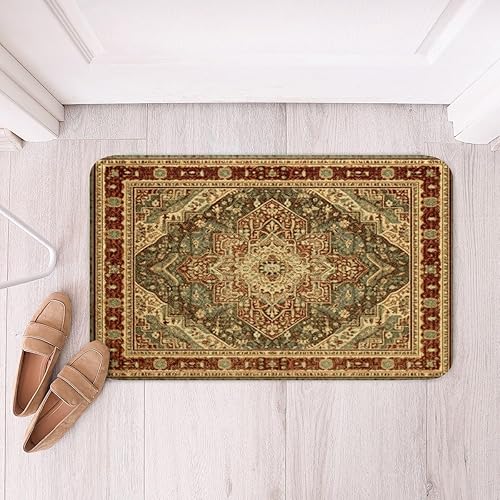 Miniatura 26 de Erosebridal Tapete de baño oriental vintage, Art Deco floral para puerta de entrada, tapete de baño tribal bohemio, tapete de baño tradicional