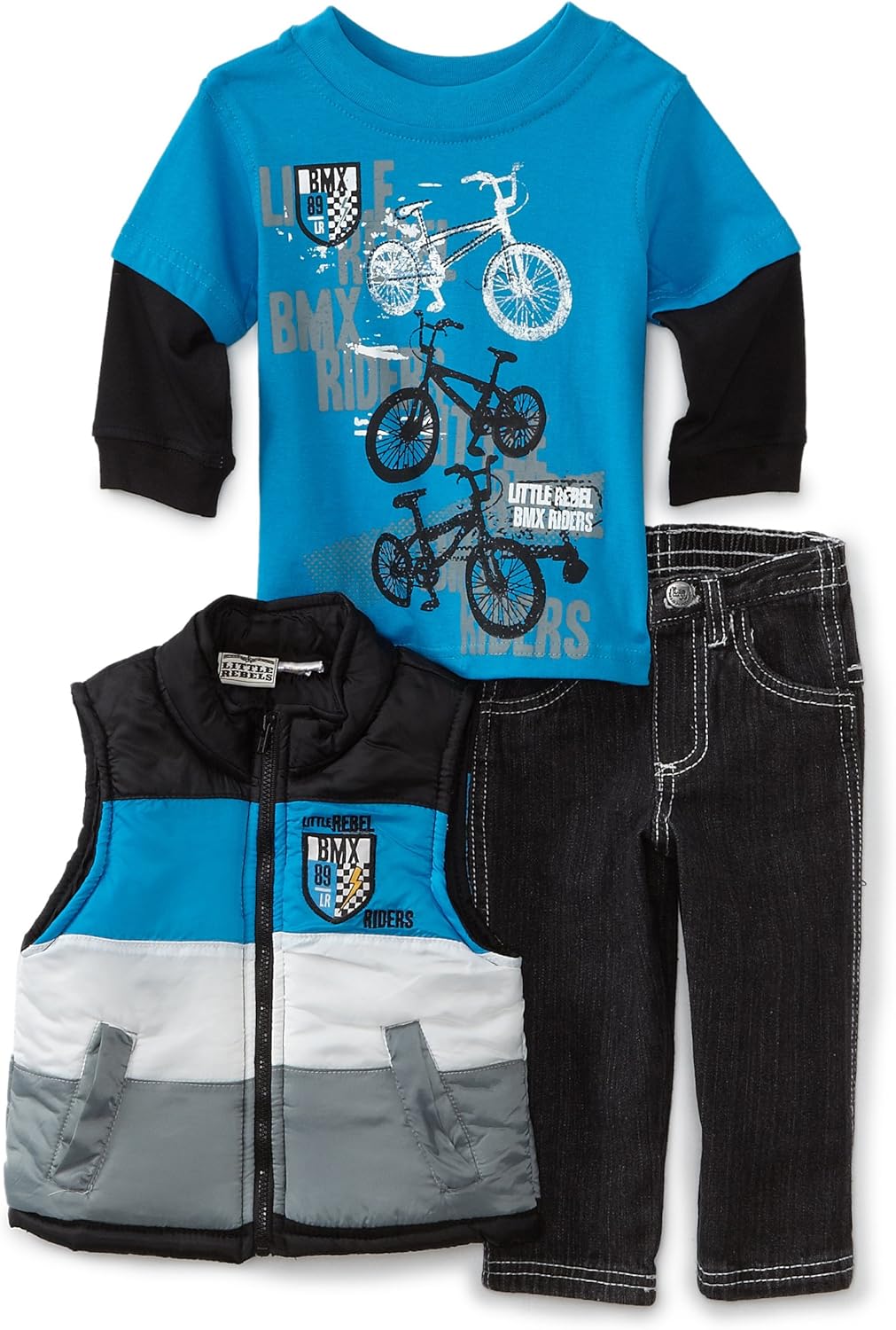 Little Rebels Baby Boys' Three Piece BMX Riders Vest Set