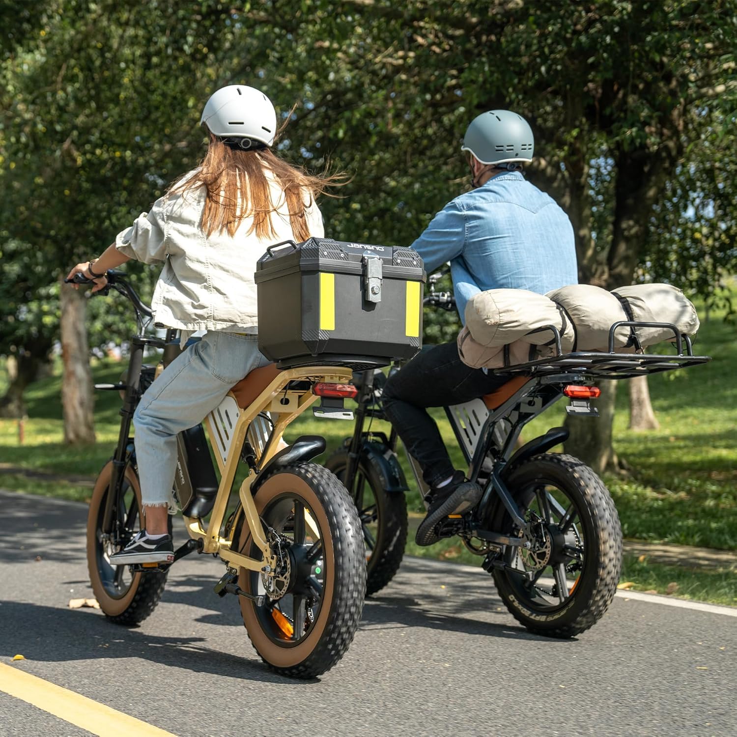 JANSNO Bicicletta Elettrica 20" x 4.0 Fat Tire, 7 Velocità Bici Elettrica, Freni a Disco Meccanici Anteriori e Posteriori, E-Bike per Adulti, Batteria Rimovibile 48V 17Ah/20Ah