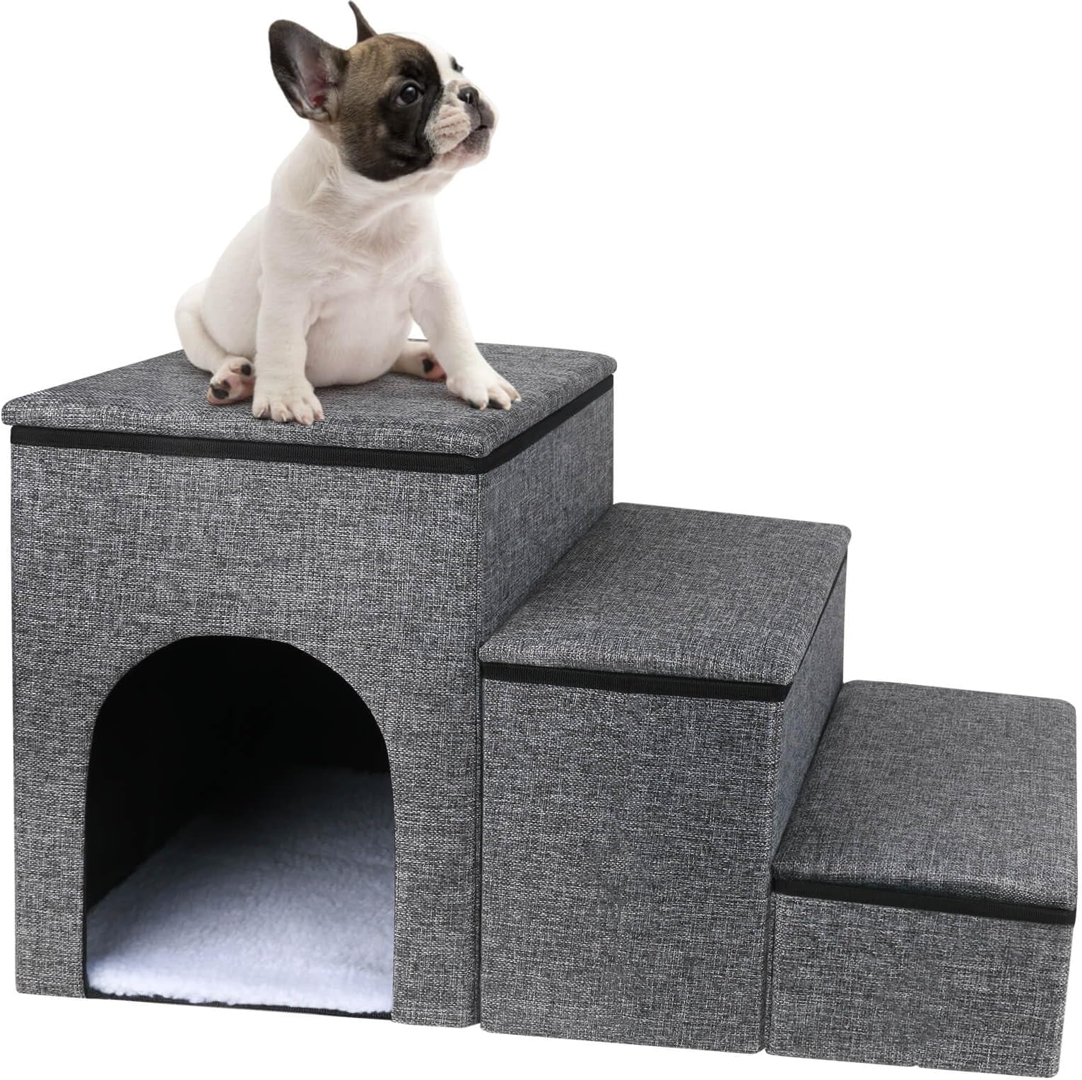 Uross Dog Stairs with Storage 3Steps, Dog Steps for Small