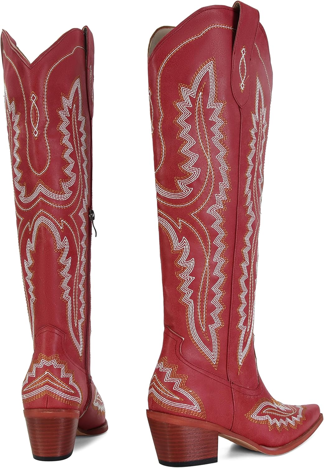 SOVANYOU Cowboy Boots for Women Brown Knee High Boots Almond Toe Chunky Heel Cowgirl Boot Country Concert Shoes Vintage Fashion Western Tall Boot - Image 6