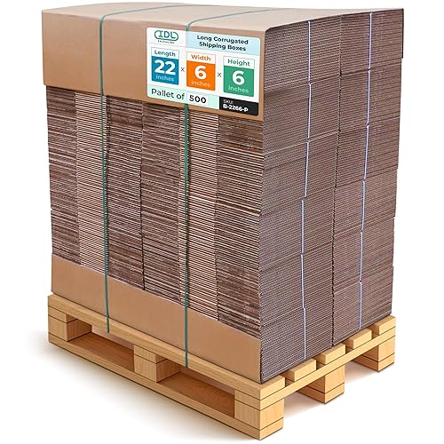 IDL Packaging Cajas de envío corrugadas largas de 22 pulgadas de largo x 6 pulgadas de ancho x 6 pulgadas de alto (paleta de 500)  Excelente