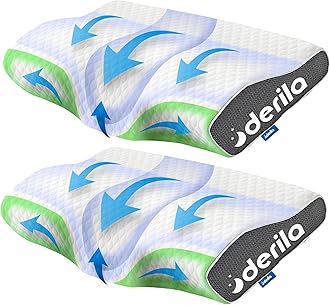 Derila Cervical Queen Size Sleeping Pillow - Ergonomic Neck Support Pillow for Neck and Shoulder Pain Relief - Side, Back, Stomach Sleepers - Best Bed Snoring Pillow for Sleeping