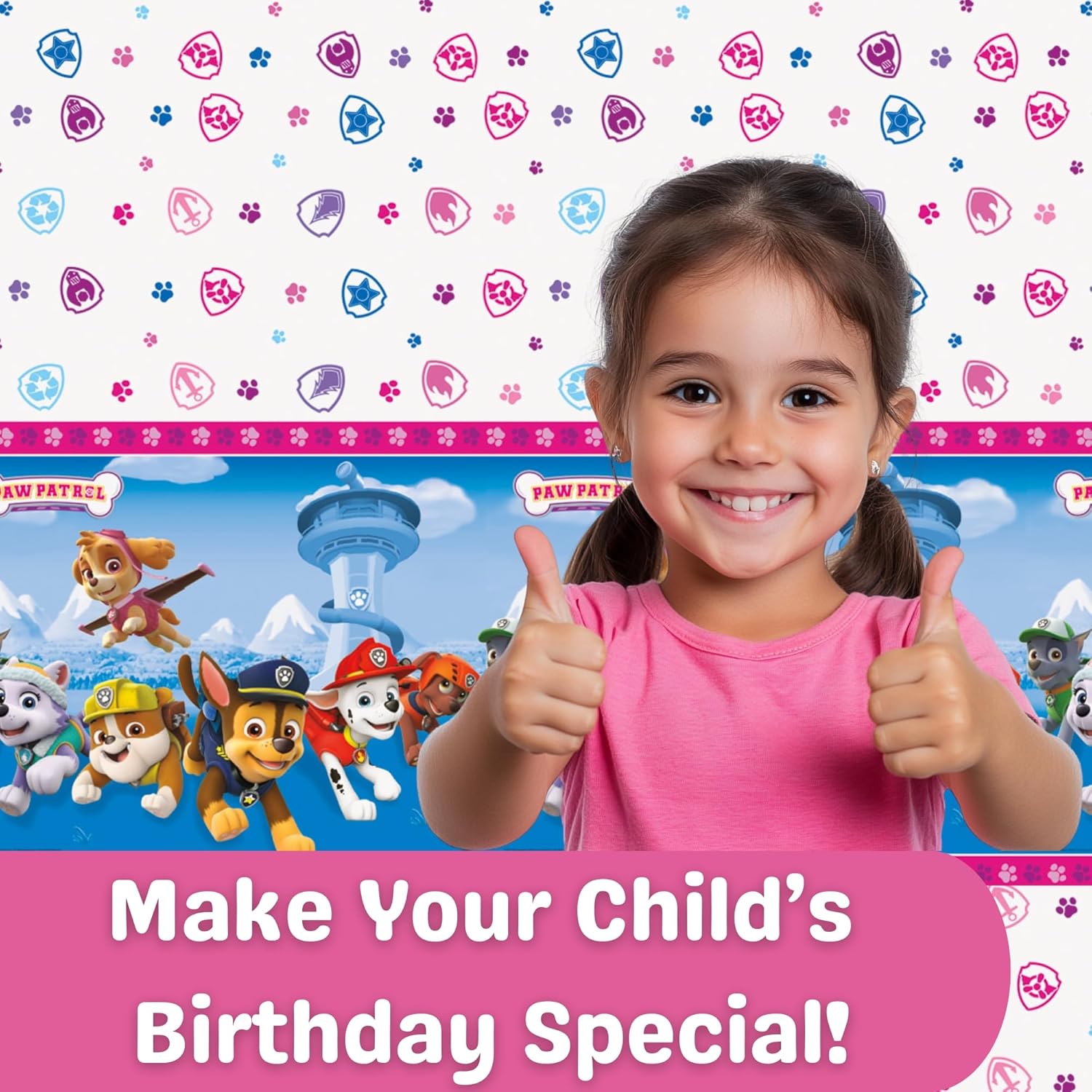 32 Plates included - Skye Paw Patrol Birthday Decorations - Complete Party Set for 16 - Dinner and Dessert Plates, Napkins, Banner, Tablecloth, Balloons, Forks, Checklist