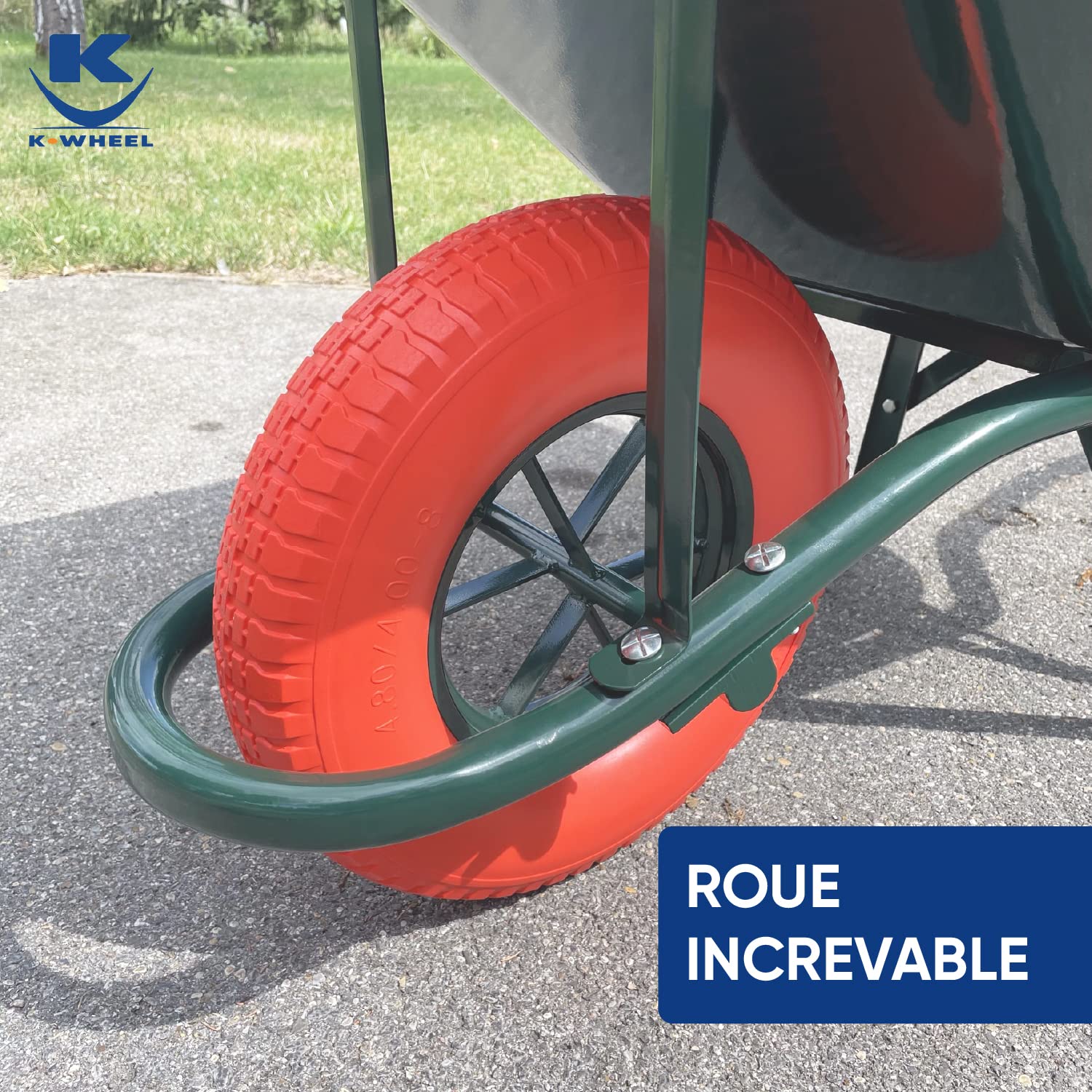 KELI - Brouette Rénovation Roue Increvable, 75L, Chariot de Transport, Poignées Ergonomiques, Usage Intensif
