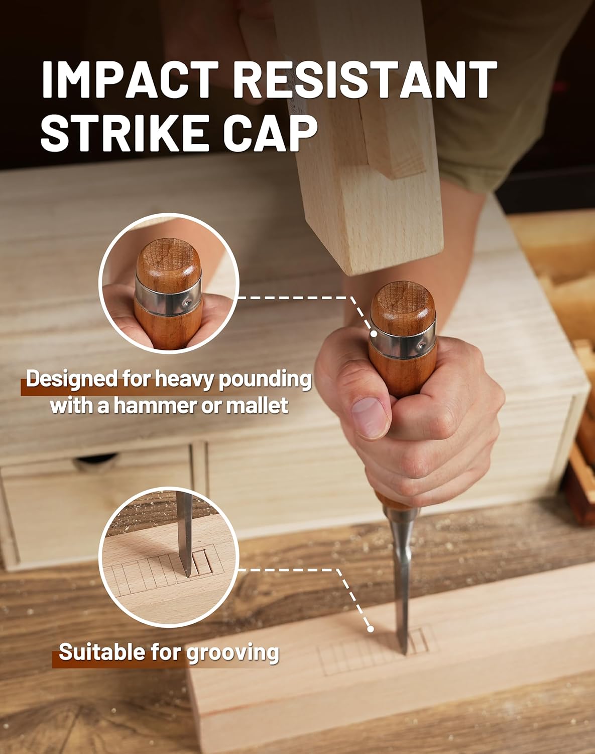 EZARC Countersink Drill Bit Set 15 PCS & EZARC 6 Pieces Wood Chisel Tool Sets
