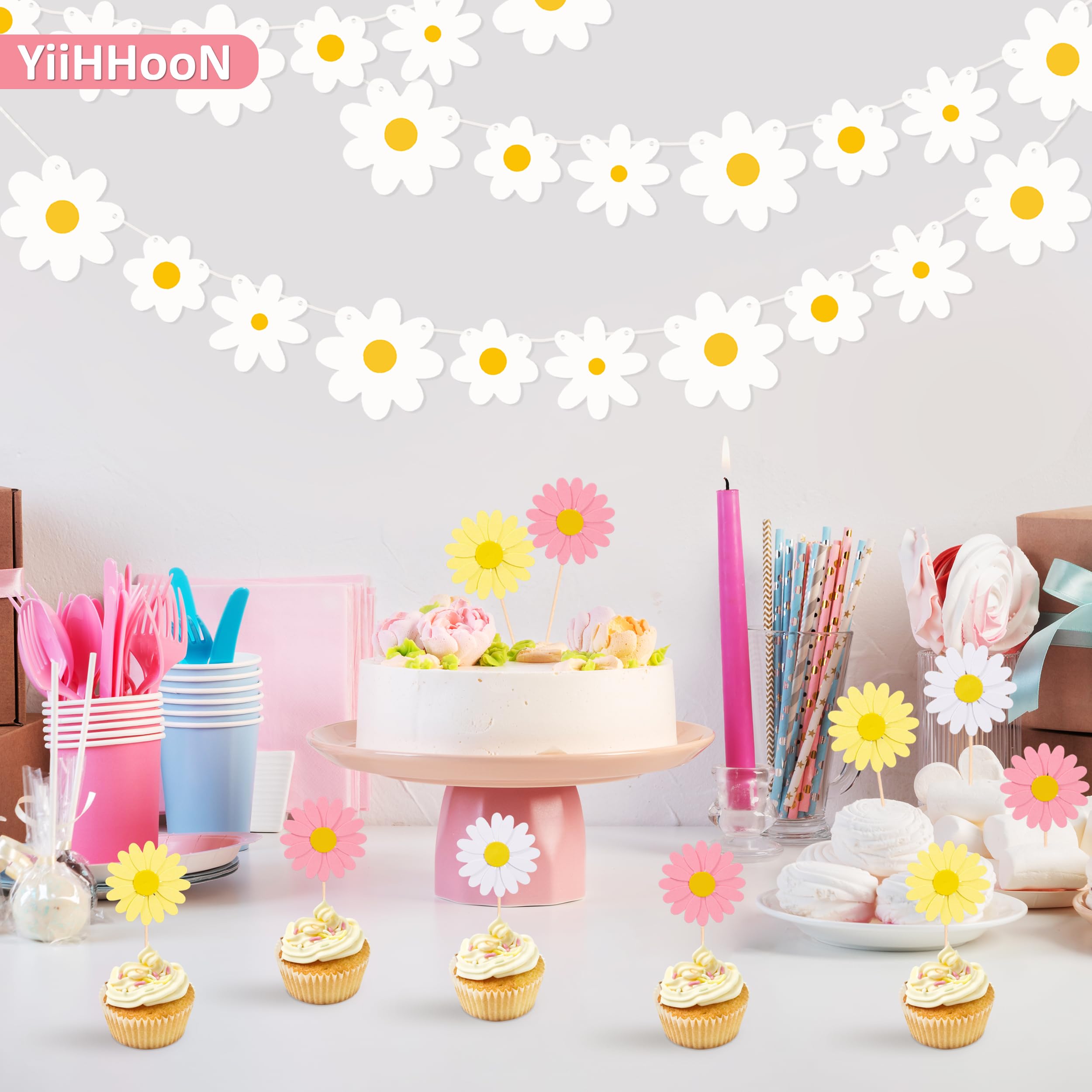SUNSK Tortendeko Gänseblümchen & Biene – 17-teiliges Set Aus Harz & Acryl, Mini Bienen & Blumen