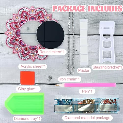 Miniatura 2 de Espejo de pintura de diamante para adultos, kit de pintura de diamantes de cristal con forma especial, espejo de maquillaje, Navidad, Halloween,