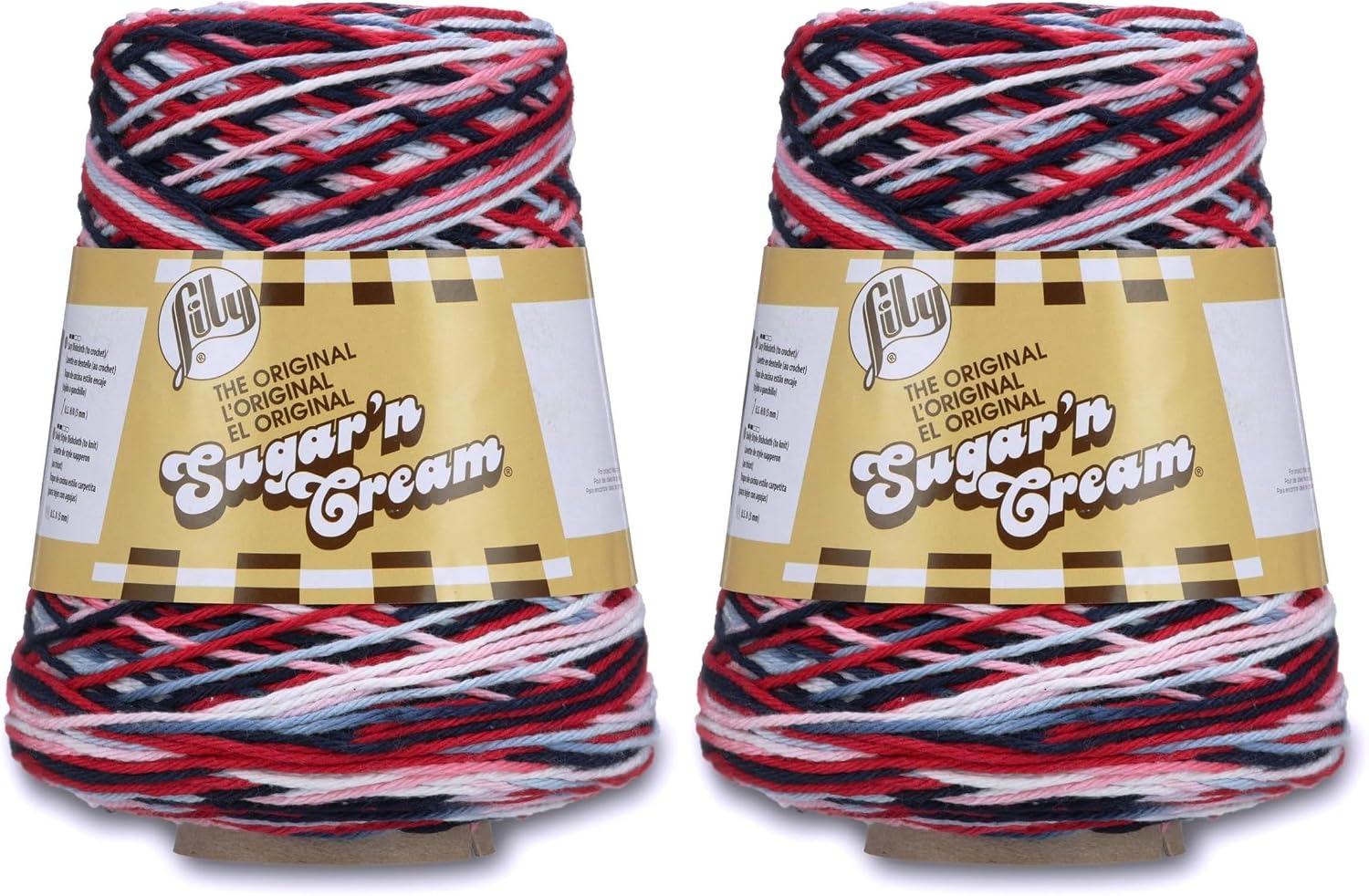 Lily Sugar'n Cream Cotton Cone Yarn, 14 oz, Nautical Ombre, 1 Cone (Pack of 2)