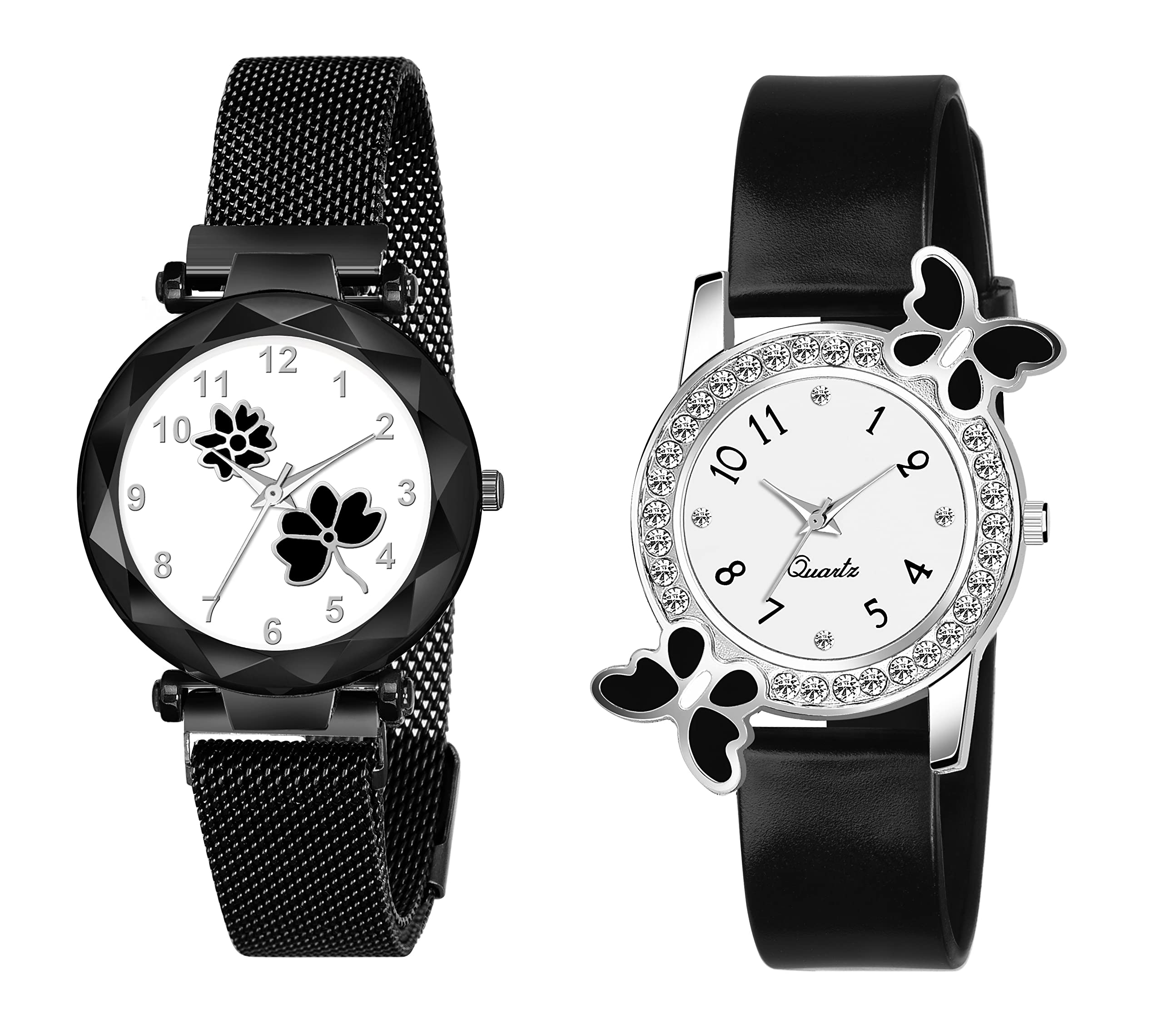KIROH Analogue Flower Dial Magnetic and White Dial Butterfly Pu Strap Combo Girls and Womens Watch (Black-Black) (B0B3Y5QCXJ) Amazon Price History, Amazon Price Tracker