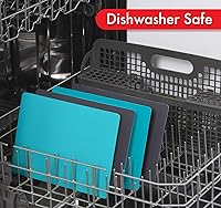 Vista 4 de Dexas Tabla de Cortar de Servicio Pesado Grippmat, Tablas de Cortar Flexibles para Cocina, Juego de 4, Tapete de Corte de Tabla de Plástico