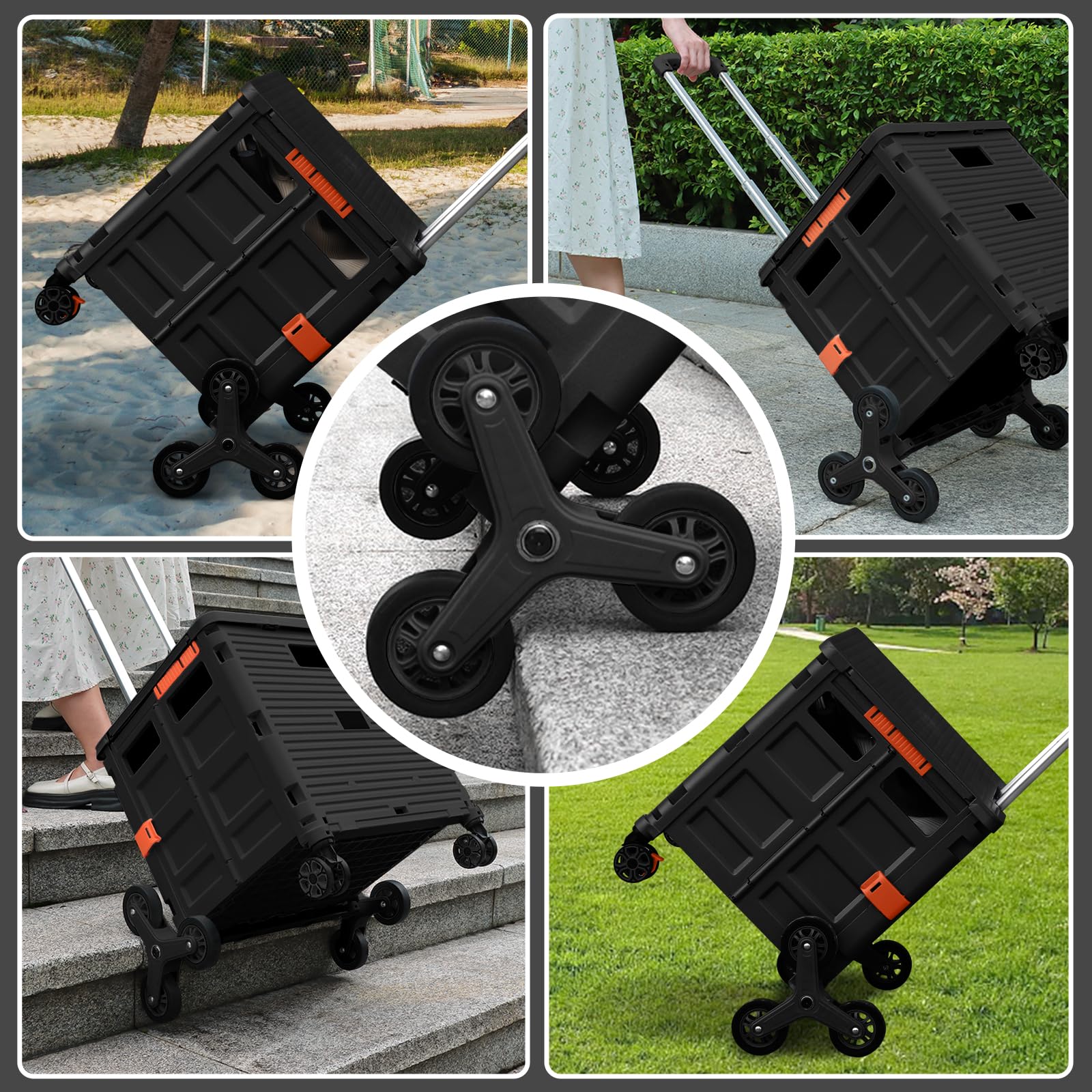 LexonElec x SELORSS 1 Paire de Roues de Remplacement Haute Résistance pour Escaliers - Roues Triangulaires Résistantes à l'Usure pour Chariot de Courses Pliable - Comprend Outil d'Installation