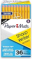 Paper Mate SharpWriter 0.7mm #2 Mechanical Pencils, Shock-Absorbing Tip, Twist-to-Advance, Yellow Barrel, 36 Pack for School & Office