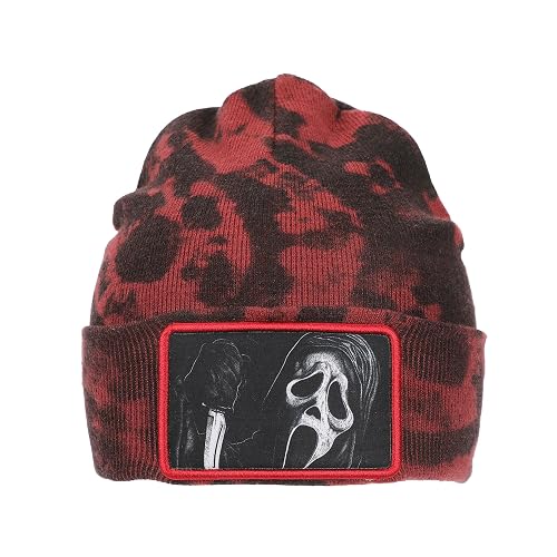 GhostFace Horror Movie Character Embroidered Patch Beanie Hat for Men