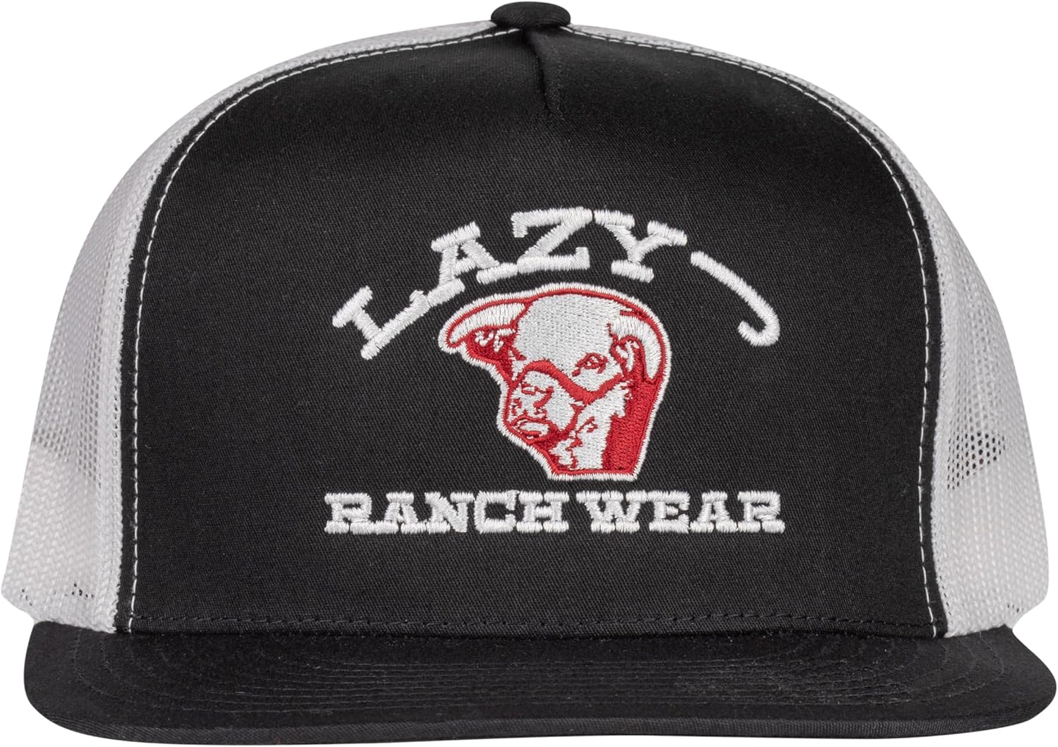 Lazy J Ranch Black & White Embroidered Show Time Classic Five Panel Trucker Hat - Adjustable Unisex Country Hats, Vintage Trucker Hat - Image 2