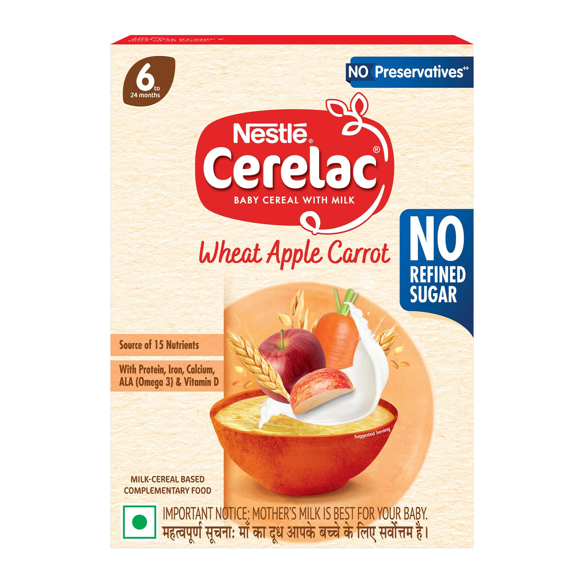 CERELAC Baby Cereal | No Refined Sugar | Wheat Apple Carrot for 6-24 months baby | Omega 3 Iron Protein Calcium Vitamin D for babies | Instant Infant Cereal | Travel Friendly | 300g-image-44