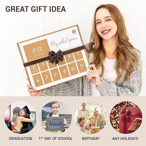 Miniatura 6 de LOOKEY Marco de fotos acrílico escolar K-12, recuerdo de años escolares, marco de collage de días escolares, marco de graduación, mesa, colgante de