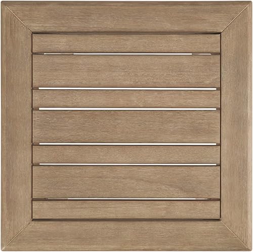 Miniatura 5 de Signature Design by Ashley Gerianne - Mesa auxiliar cuadrada de madera de eucalipto para exteriores, color beige