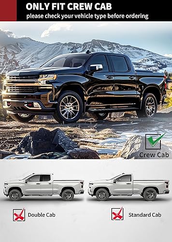 Miniatura 2 de YITAMOTOR - Estribos de 6.5 pulgadas compatibles con Chevy Silverado 2019-2025/GMC Sierra 1500 Crew Cab, 2020-2025 2500HD 3500HD, estribos