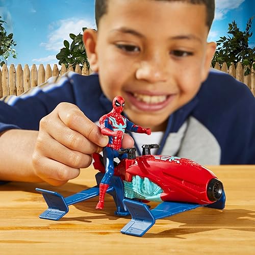 Miniatura 9 de Marvel Epic Hero Series Web Splashers Spider-Man Hydro Jet Blast, figura de acción de 4 pulgadas y juego de vehículos, juguetes de superhéroes para