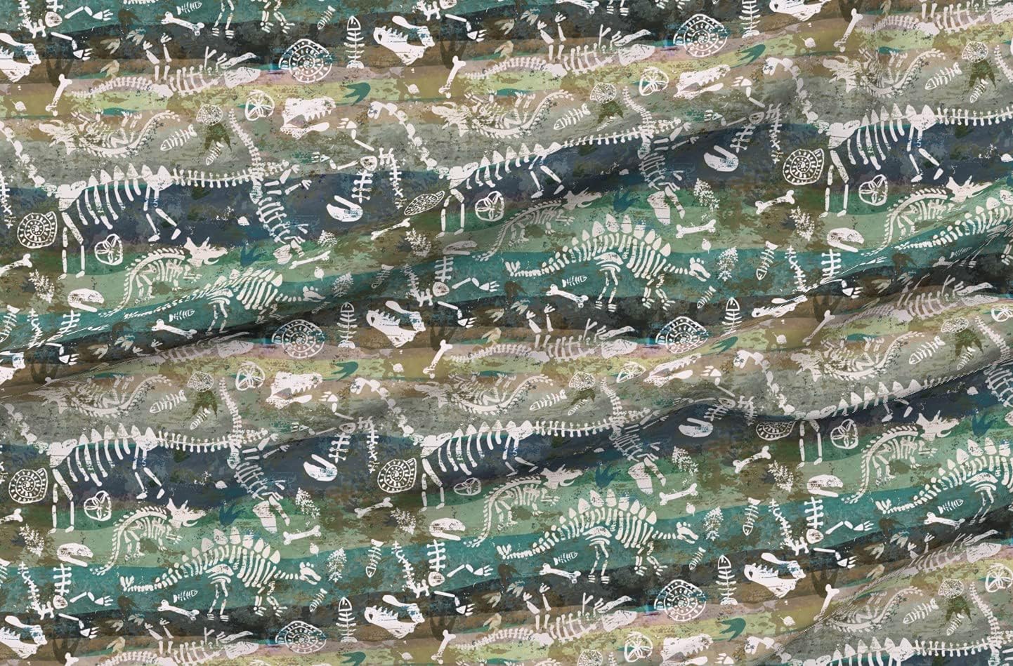 Spoonflower Fabric - Geology Bones Rocks Geode Printed on Organic Cotton Sateen Fabric by The Yard - Sewing Quilting Apparel Home Decor