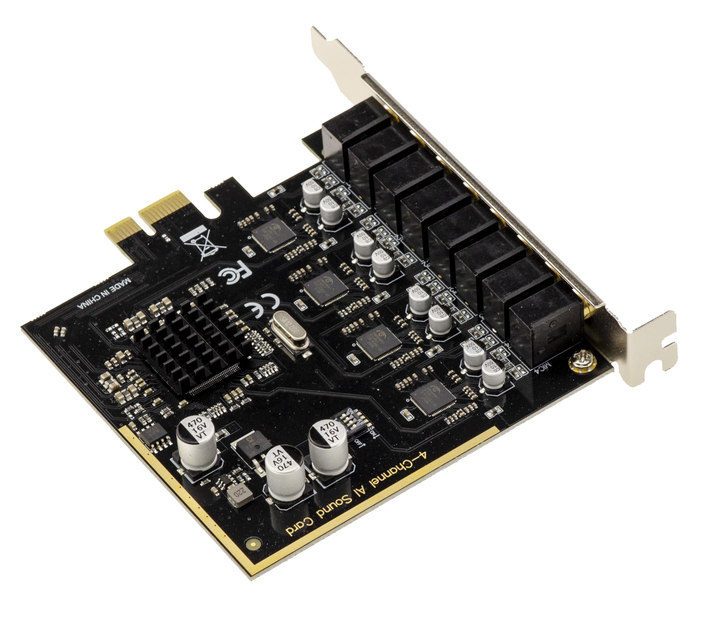 KALEA-INFORMATIQUE Tarjeta de Sonido PCIe CM6646 de 4 Canales HD con Entrada y Salida Independientes para grabación o reproducción simultáneas, 192 kHz y 16/24/32 bits, supresión de Ruido Mediante IA