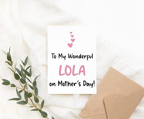 Miniatura 2 de Tarjeta para el día de la madre con texto en inglés "To My Wonderful Lola On Mother's Day", tarjeta de Lola para el día de la madre, tarjeta de