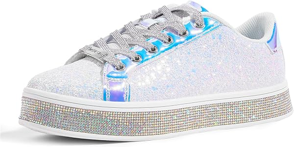 LUCKY STEP Scarpe da Ginnastica con Plateau Glitter per Donna per Matrimonio e Passeggio - 1