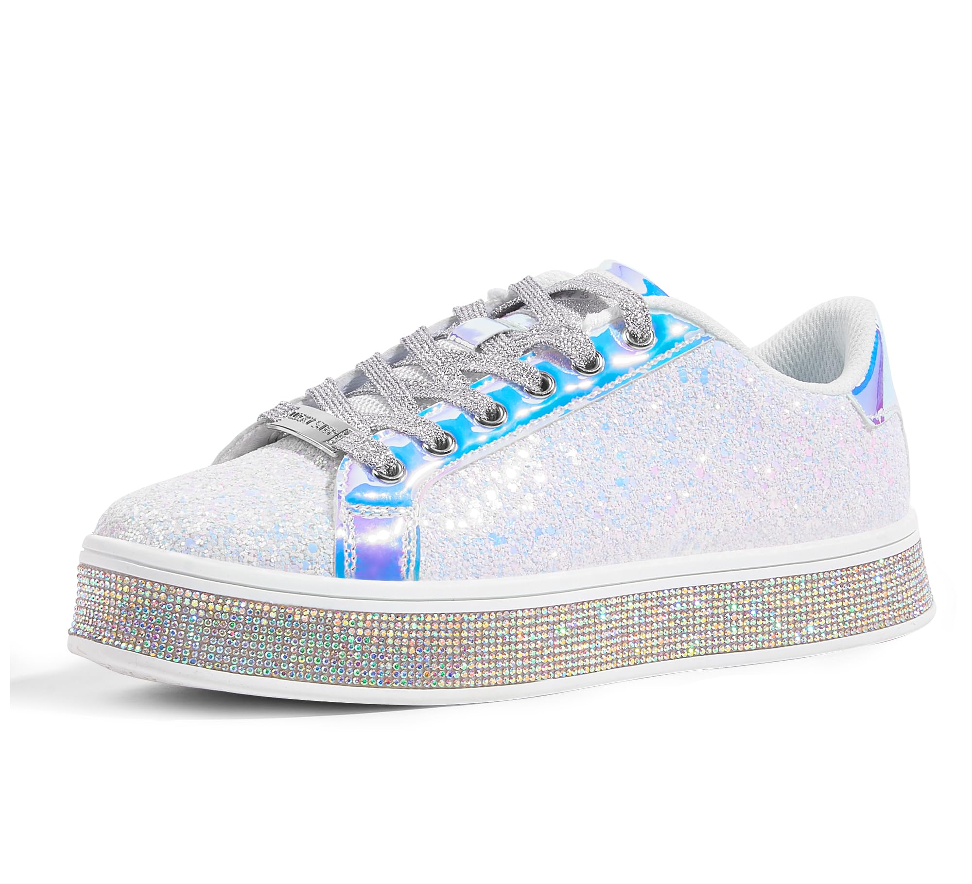 LUCKY STEP Dames Feestsneakers - Metaalglans Met Strass Decoratie