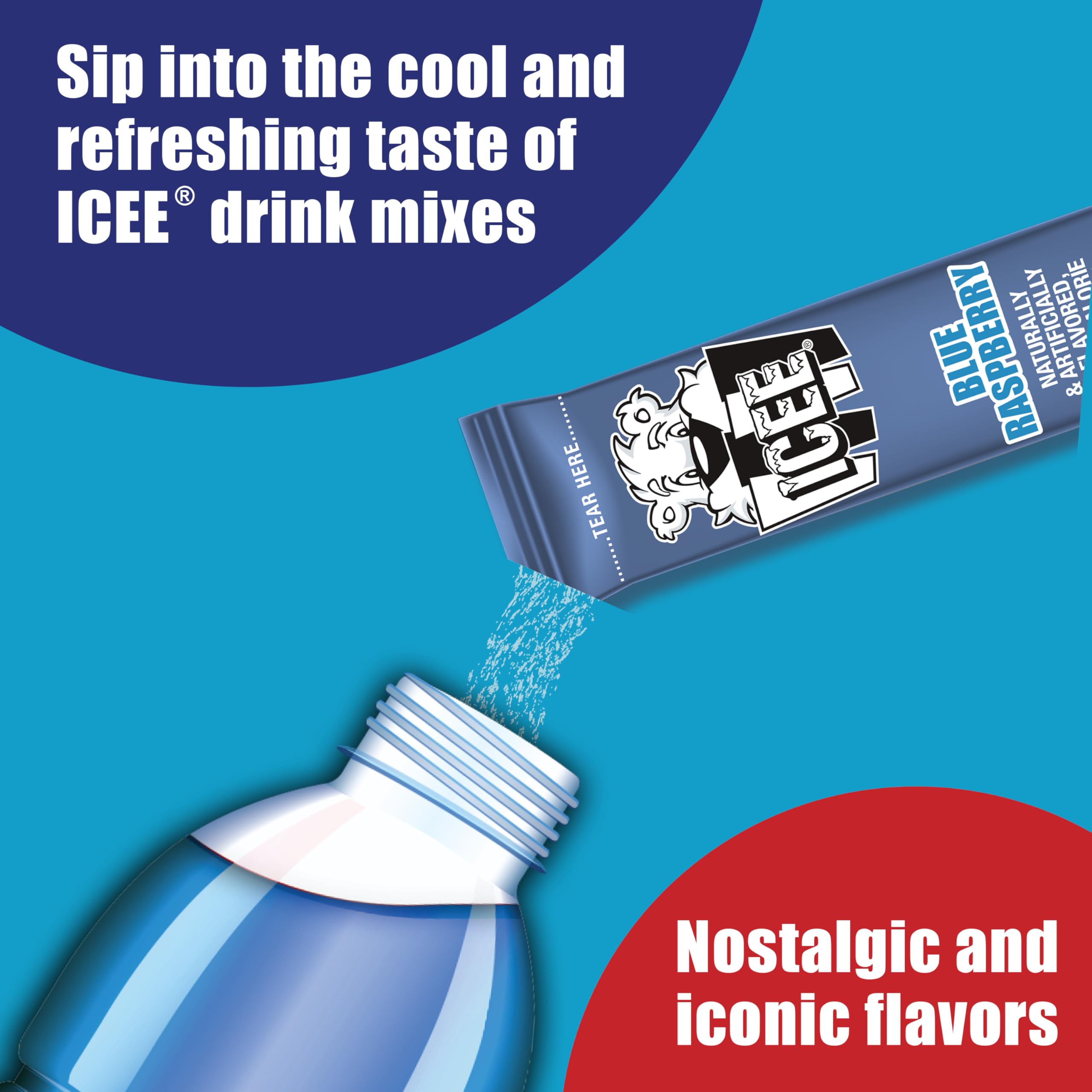 ICEE Singles To Go Water Drink Mix - Powder Sticks, 12 Boxes with 6 Packets Each - 72 Total Servings, Blue Raspberry, Pack of 12