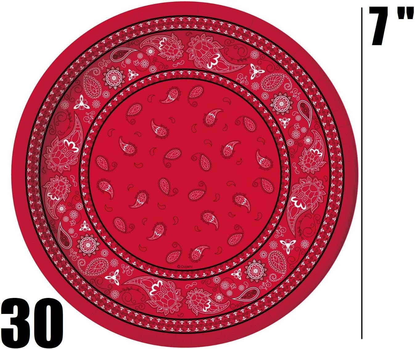 Serves 30 | Complete Party Pack | Red Bandana Western Party Supplies | 9" Dinner Paper Plates | 7" Dessert Paper Plates | 12 oz Cups | 3 Ply Napkins |Red Bandana Western Birthday Party Supplies : Home & Kitchen