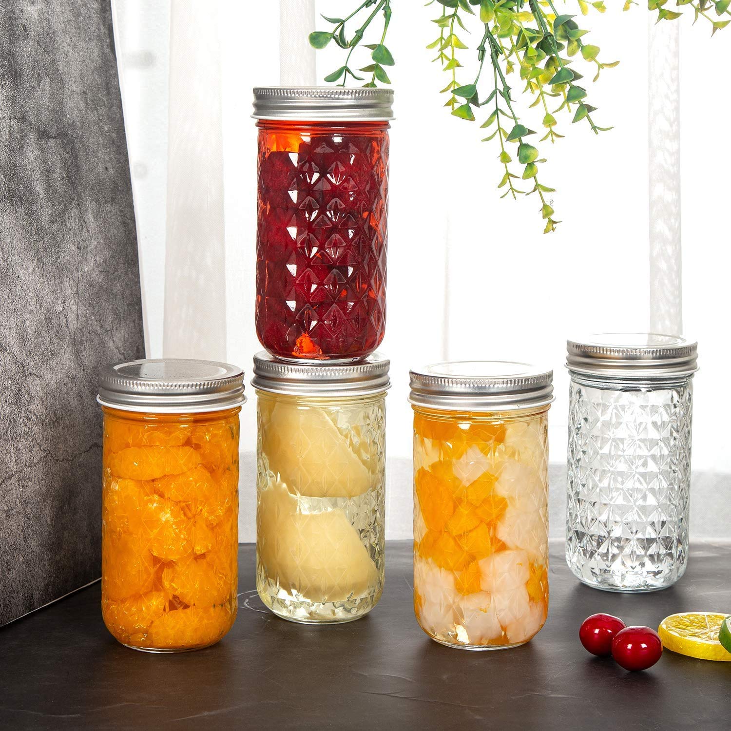 GINOYA BROTHERS Attractive Glass Jar Set for Perfectly Made Your Day - 320 ml Glass Container with Metal Lid -Pack of 5 (B0825RTC3V) Amazon Price History, Amazon Price Tracker