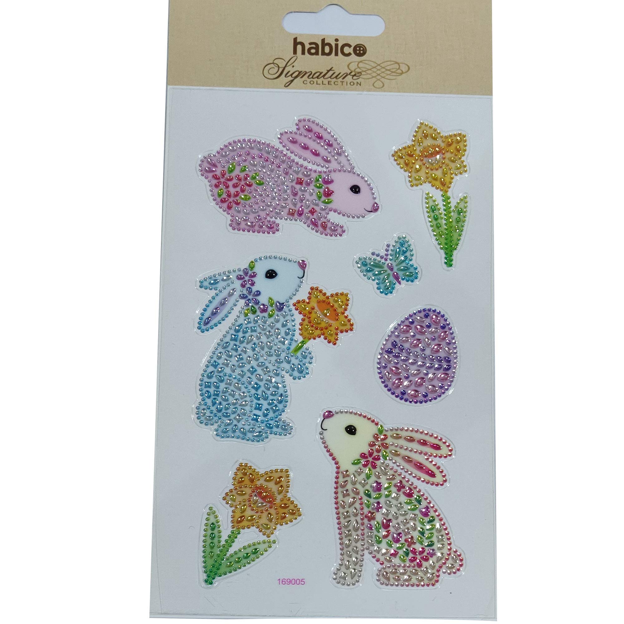 Beautiful Coloured Crystal Stickers for Easter Craft and Card Making (Rabbits and Flowers)
