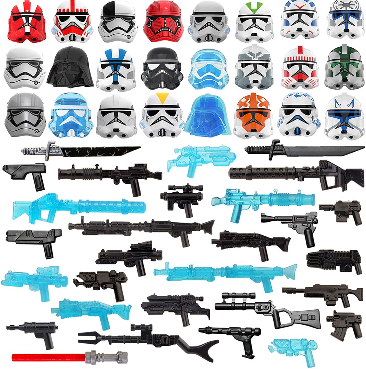 EPAZISOH Kit de armadura de armas de minifiguras militares para armas y accesorios del ejército de Star War compatible con las principales marcas de bloques de construcción - 52 piezas