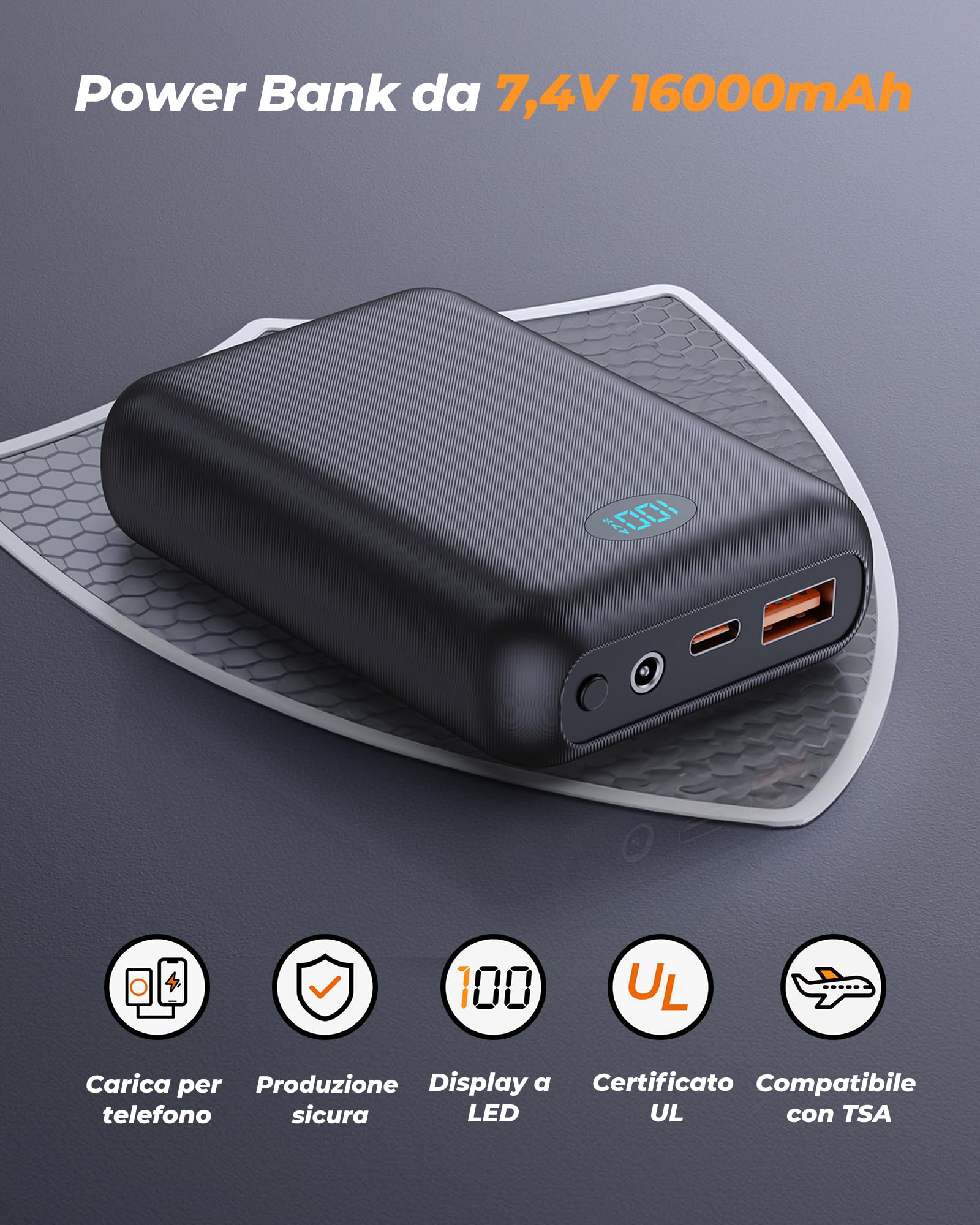 Gilet riscaldante da uomo con 16000 mAh, 7,4 V, 9 zone di riscaldamento, gilet riscaldabile con 3 temperature regolabili, gilet riscaldato per attività all'aperto, motociclismo, ciclismo