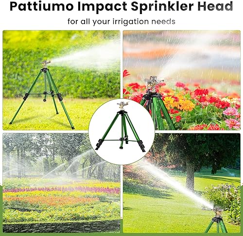 Miniatura 7 de Rociadores de césped para patio, aspersores de trípode de 360 para patio de gran área, conector de 34 pulgadas, altura ajustable de 16 a 37