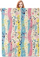 Colorful Musical Notes Throw Blanket Gifts for Women, Music Lover Blankets for Living Room Home Decor, Cozy Flannel Musical Plush Throws 50"x60"