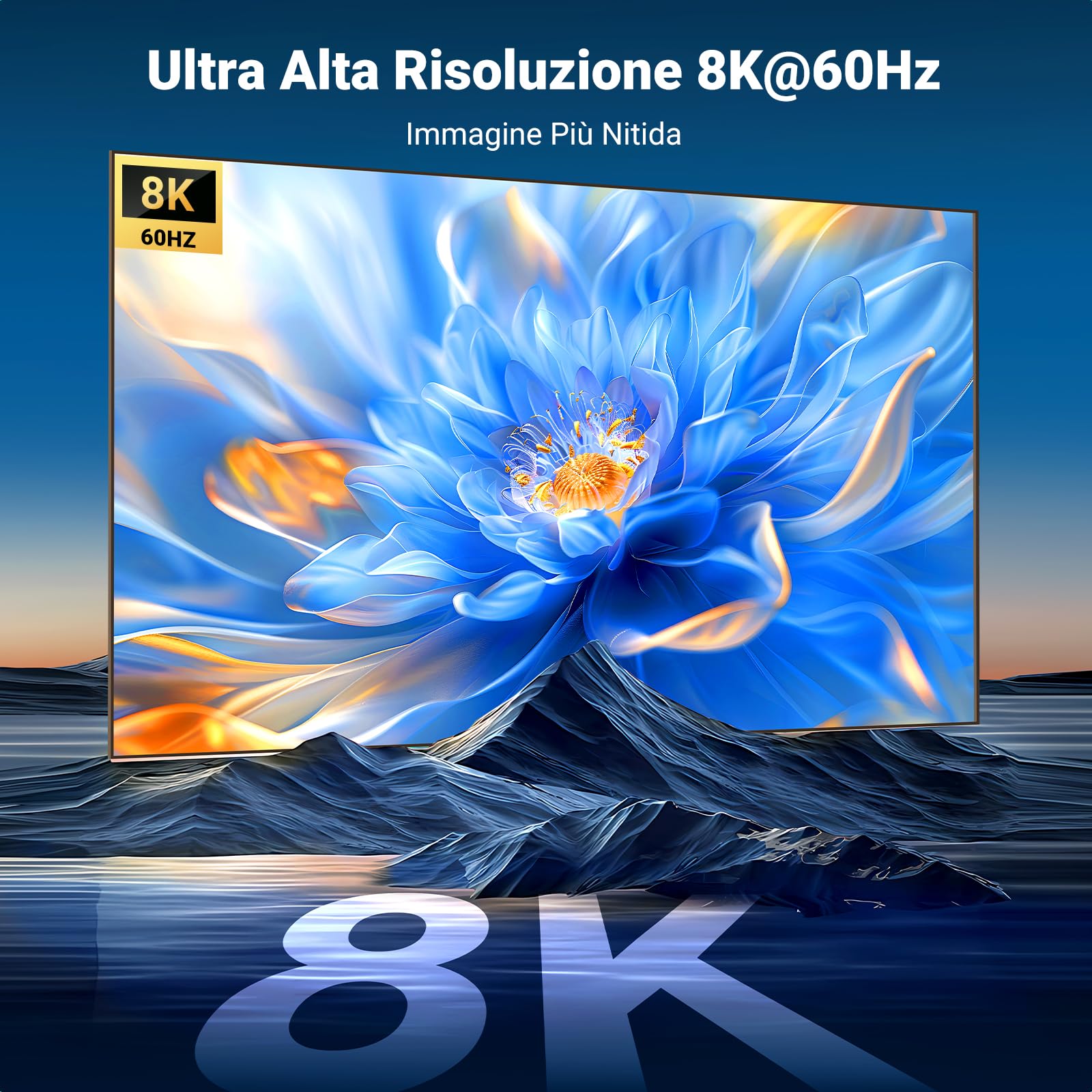 UGREEN Splitter HDMI 2.1 1 Ingresso 2 Uscita 8K@60Hz Adattatore HDCP 2.2 3D HDR EDID Commutatore per Doppio Monitor Compatibile con PS5/4 Xbox Switch TV Box Blu-Ray Player HDTV Proiettore