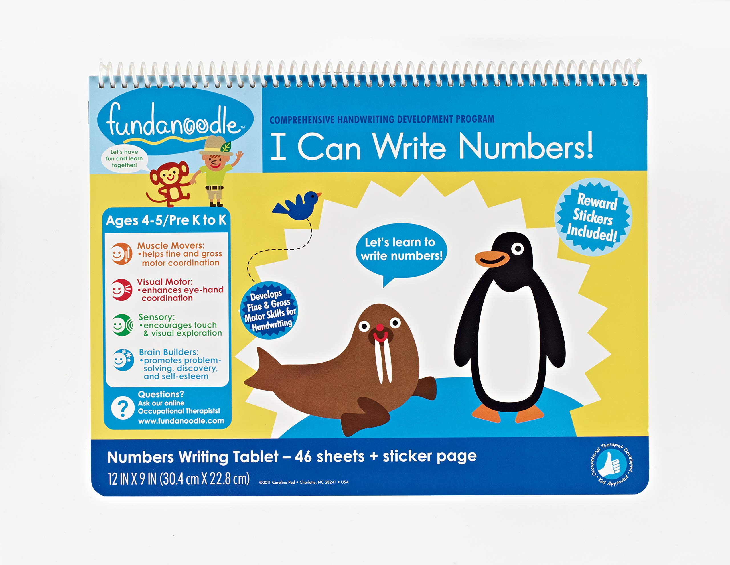 I Can Write Numbers Writing Tablet, 12 x 9 Inches, 46 Sheets, Ages 4-5/Pre K to K (15277)