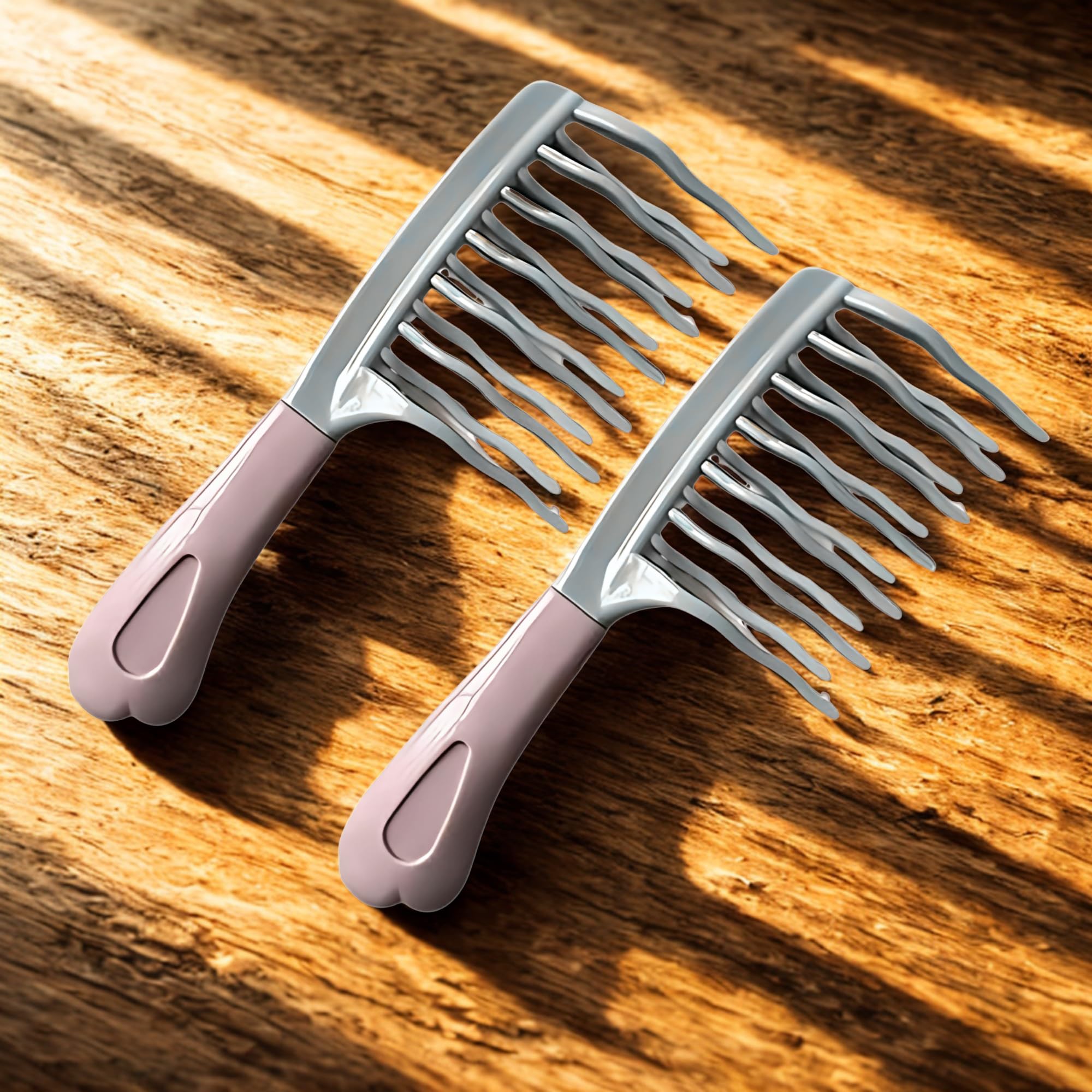 Fegor Shower Detangling Hair Comb | Pack of 2 ( Grey ) | Double-Layer Wavy Tooth, Wide Tooth Design | Reduces Hair Breakage & Pain-Free Detangling | Ideal for Curly, Wavy & Thick Hair Use in Shower or Daily Styling-image-13