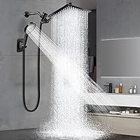 Vista 1 de Cabezal de ducha, cabezal de ducha de lluvia de 12 pulgadas con combo de rociador de mano y brazo de extensión ajustable, manguera de lluvia de alta