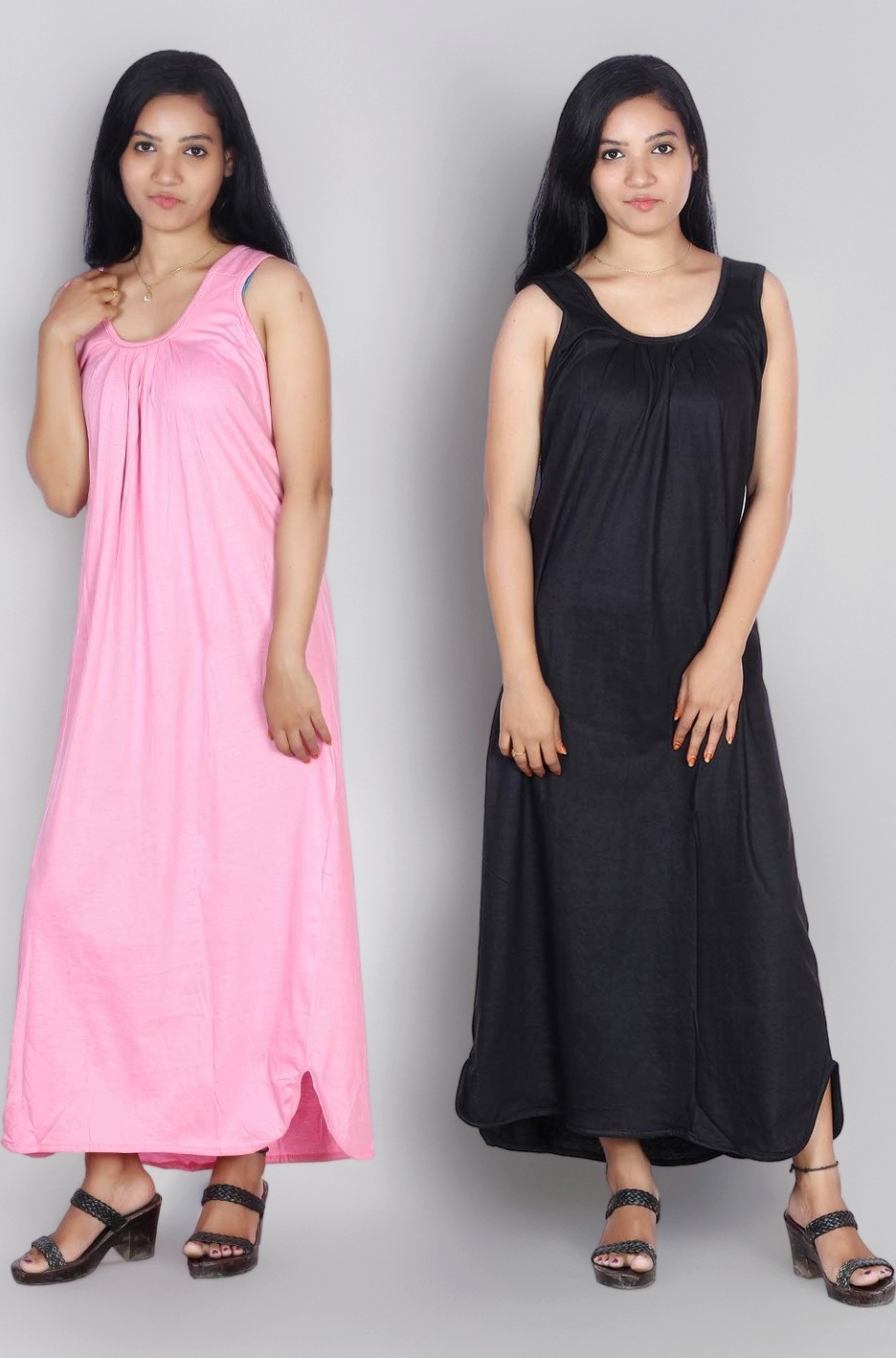 Rylie Women's Cotton Fabric Long Nighty Slip/Chemise - Full Length Camisole for Women - Plus Size Nighty - Kurti Slip