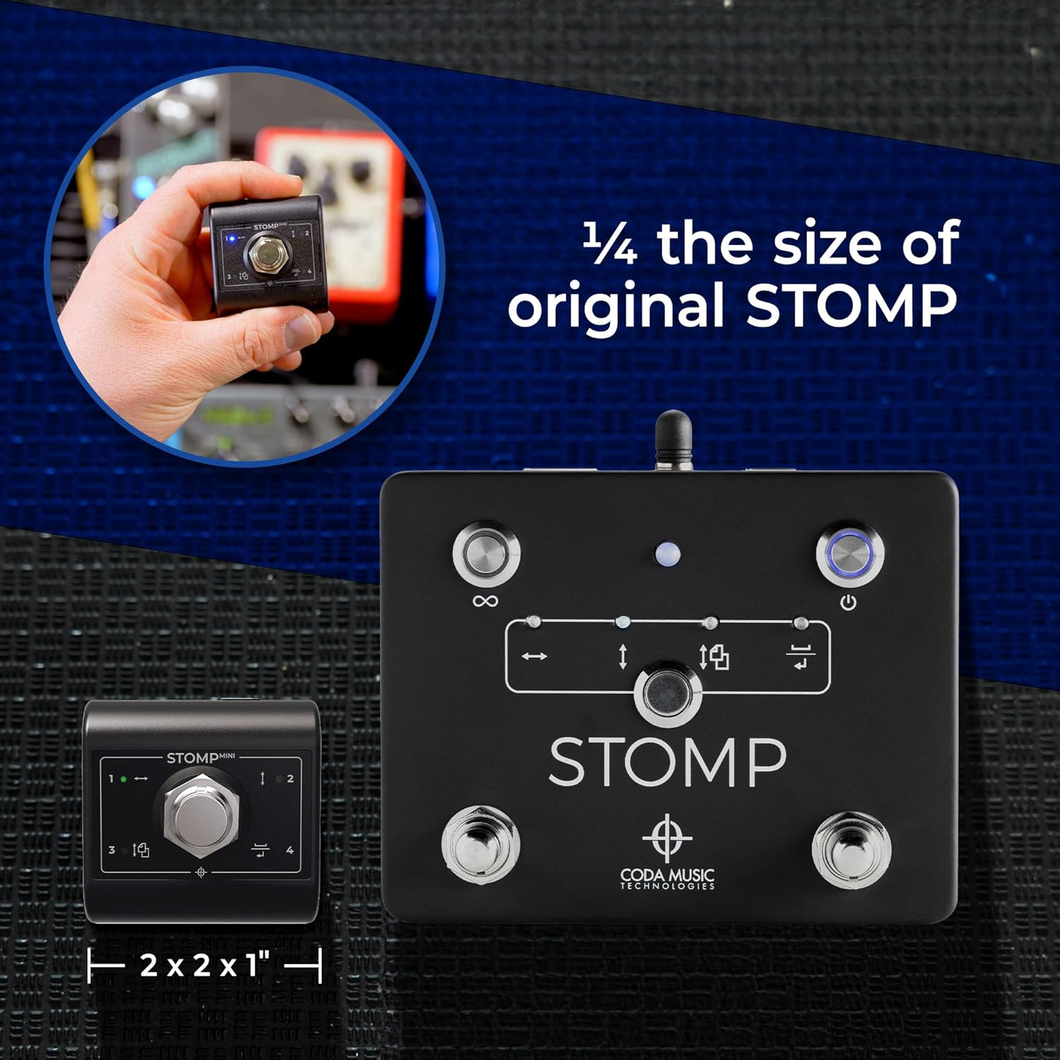 STOMP Mini Bluetooth Page Turner & App Controller - Ultra-Compact Single-Switch with Bidirectional Control, 100+ Hour USB-C Rechargeable Battery, Wireless Foot Pedal for Musicians, iOS, Android, Mac